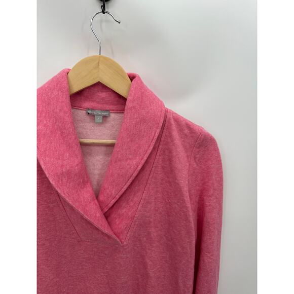 Talbots Pink Heather Featherweight Fleece Wrap Neck Pullover Sweater Top Women P - Picture 6 of 8